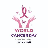 logotipo de la campaña del día mundial contra el cáncer. cartel del día mundial del cáncer o ilustración de vector de fondo de banner