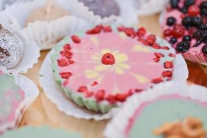 tasty vegan sweets arranged on the table for wedding reception photo