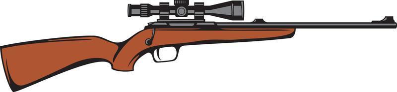 Hunting Rifle Color with Telescopic Sight. Sniper Vector Illustration.