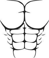 seis paquetes de abdominales falsos. cuerpo musculoso. en blanco y negro. músculos abdominales. ilustración vectorial vector