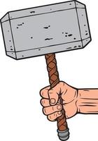 martillo de thor en color de la mano. ilustración vectorial vector