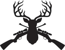 Deer Head And Crossed Hunting Rifles vector
