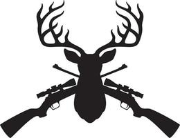 Deer Head And Crossed Hunting Rifles vector