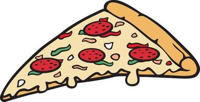 Pizza slice color. Vector illustration.