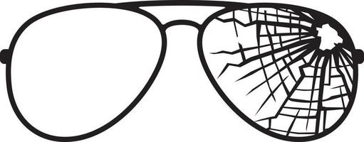 Broken Aviator Sunglasses Vector Illustration.