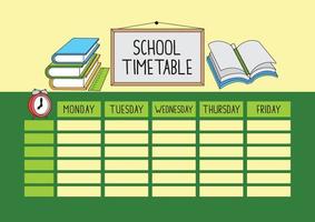 Lesson schedule template or school timetable, ready to print vector