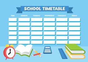 School timetable or lesson schedule template, ready to print vector