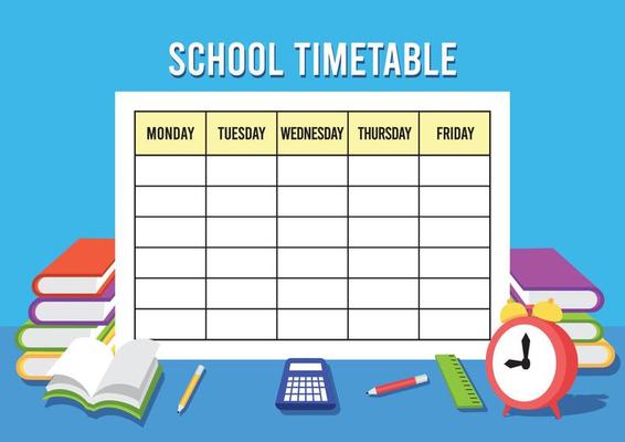 Cute school timetable or lesson schedule template