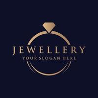 Jewelry ring abstract logo template design with luxury diamonds or gems.Isolated on black and white background.Logo can be for jewelry brands and signs. vector