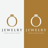 Jewelry ring abstract logo template design with luxury diamonds or gems.Isolated on black and white background.Logo can be for jewelry brands and signs. vector