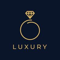 Jewelry ring abstract logo template design with luxury diamonds or gems.Isolated on black and white background.Logo can be for jewelry brands and signs. vector