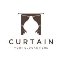 Creative luxury curtain or curtain Logo template design for Theatre, home,hotel and apartment. vector