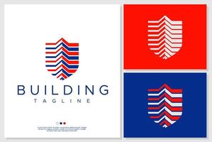 plantilla de diseño de logotipo de escudo de construcción. logotipo de construcción en forma de escudo. vector