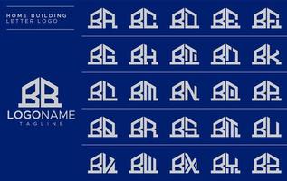 Bundle of B home letter logo design. Set of B house letter logo template. vector