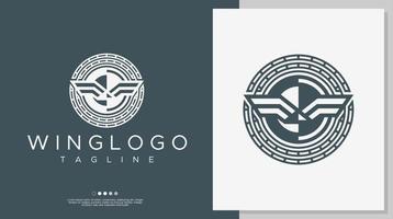 Complex lines wing logo design template. Wings logo design branding vector. vector