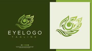 Leaf eye logo design template. Eco eye logo vector branding.