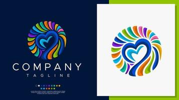 Circle heart logo design template. Colorful heart logo design. vector