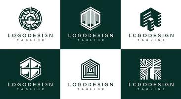 Abstract home architecture logo design template. House architect logo branding. vector