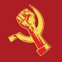 illustration in communist style in red and yellow colors vector