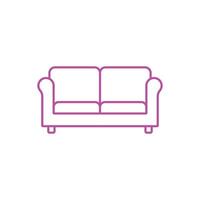 eps10 pink vector line art sofa abstract icon or logo isolated on white background. Living room furniture outline symbol in a simple flat trendy modern style for your website design, and mobile app