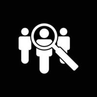 eps10 white vector recruitment Search job vacancy icon or logo isolated on black background. Find people employer symbol in a simple flat trendy modern style for your website design, and mobile app