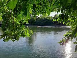 spring Danube river landscape near Regensburg city, Germany, Europe photo