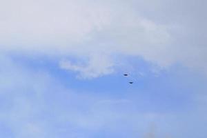 Clear blue sky and white clouds photo