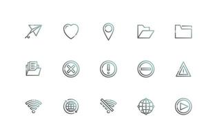 user interface essential icon set in line, outline gradient style vector