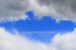 Clear blue sky and white clouds photo