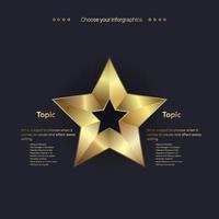 Luxury five angles star on dark background and Premium star button, option, chart and process button design. and premium dark level with gold color button, Vector illustration