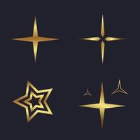 conjunto de infografías de estrella dorada brillante y universo dorado, símbolo solar de icono de luz estelar, diseños de vectores de iconos.