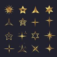 Set of gold star bright and golden Universe Infographics, star light icon solar symbol, Planets comparison, Sun and Moon Facts, Space and Big Bang Theory, Galaxies Classification, Milky Way vector