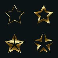 conjunto de cuatro estrellas de lujo, luz de estrella dorada, formas de estrella premium, símbolos, diseño de ilustraciones vectoriales de iconos. vector