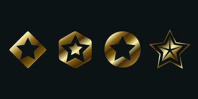 Group of gold luxury stars, Set of premium star shapes, symbols, icons vector