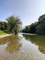 spring Danube river landscape near Regensburg city, Germany, Europe photo