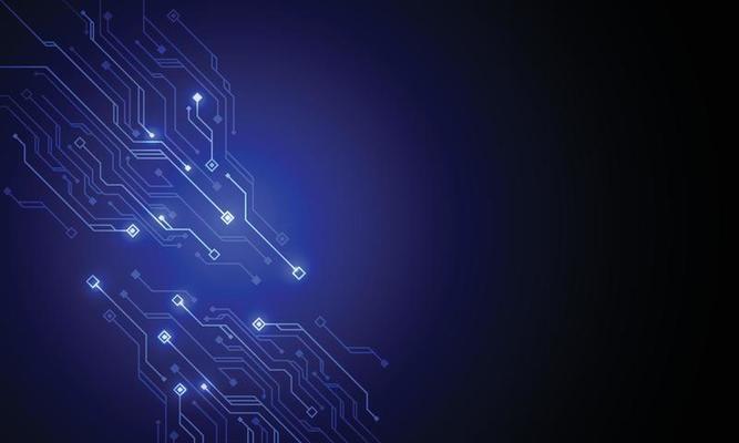 Quantum computer technologies concept. Futuristic blue circuit board background vector. Modern technology circuit board