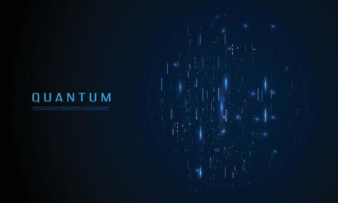 Quantum innovation technology. Artificial intelligence. Digital big data visualization. Quantum computer tech background. Vector illustration
