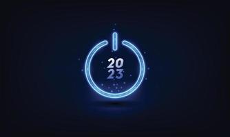 Abstract blue power button with number 2023 inside. vector