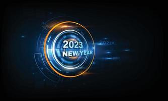 New year 2023 car speedometer, red indicator on black blur background vector