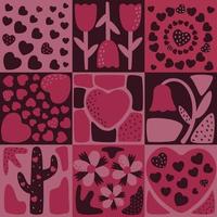 Vector illustration of love, hearts, plants, flowers. Postcards, greetings, posters in the style of minimalism.