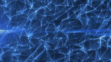 abstrakte blau leuchtende Energielinien und Dreiecke Plexus Triangulation wissenschaftlicher futuristischer High-Tech-Hintergrund. Video 4k, Bewegungsdesign