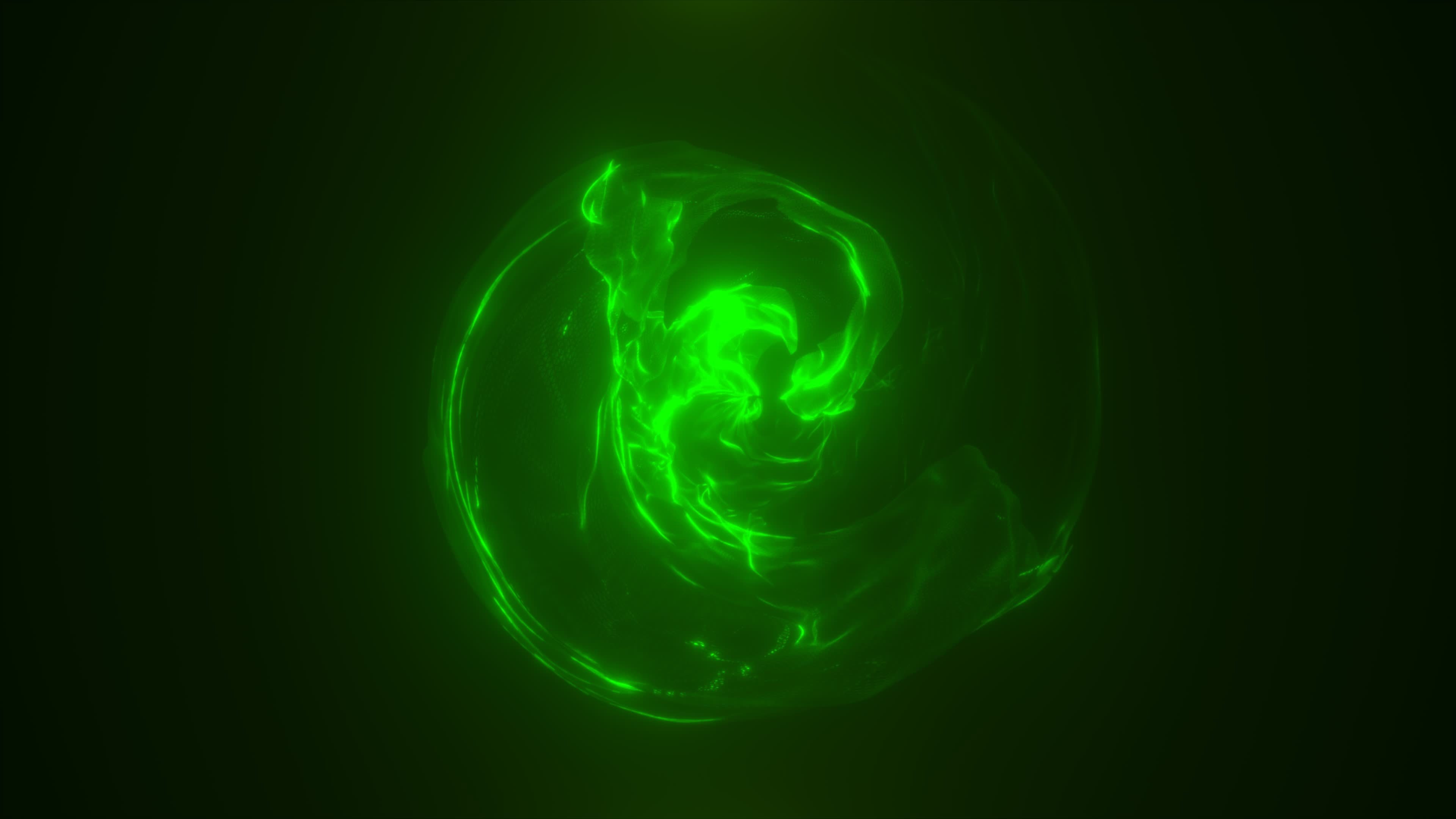 Abstract green energy sphere transparent round bright glowing, magical