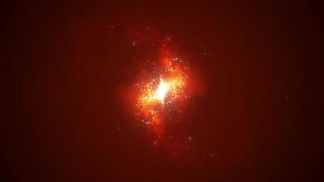 Abstract red fiery energy lines and cyclic circles with magic bokeh from particles, abstract background. Video 4k, motion design