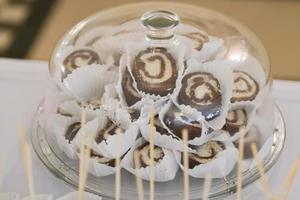 tasty vegan sweets arranged on the table for wedding reception photo