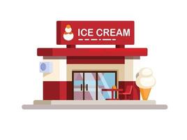 vector de ilustración de estilo plano de edificio de tienda de helados