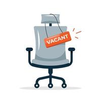 silla de oficina vacía, concepto de vacante de trabajo ilustración diseño plano vector eps10. elemento gráfico moderno para página de destino, interfaz de usuario de estado vacío, infografía, icono