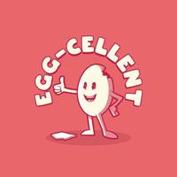 Cool Egg character giving good vibes vector illustration. Funny, creative design concept.