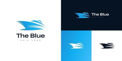 Modern and Simple Blue Ship Logo. Boat Logo or Icon vector