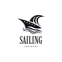 Simple Sailboat Logo Design with Wave Element vector