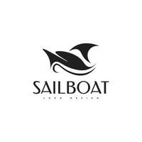 Black Sailboat Logo Design with Simple and Abstract Concept vector